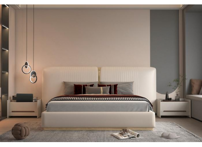 Designer Weißes Doppelbett Stilvolles Polsterbett Edle Textilbetten