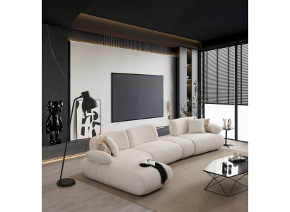 Edles Stoffsofa Weißes Ecksofa Moderne Wohnzimmer Textilcouch