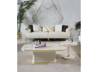 Elegantes Wohnzimmer-Set (Sofa 3 Sitzer+ 2x Couchtisch) für moderne Innenräume