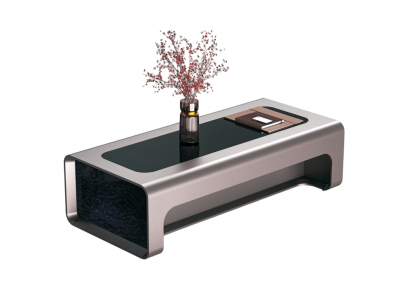 Modernes Couchtisch-Design in Schwarz mit silbernem Rahmen