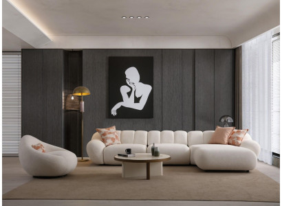 Designer Wohnzimmer Garnitur Edles Ecksofa Polstersessel Tisch