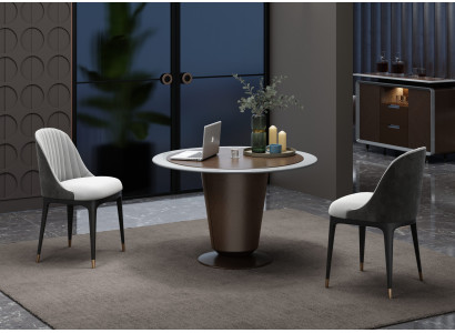 Eleganter Esstisch in Rundform – ideal für stilvolle Essbereiche.