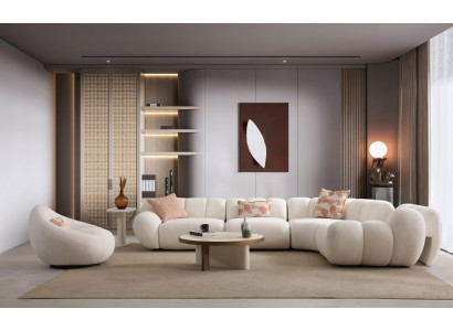 Luxuriöses Wohnzimmer Set Sitlvolles Ecksofa Sessel Couchtisch
