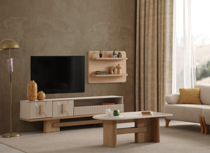 Designer TV-Konsole Luxuriöser Couchtisch Wohnzimmer Set 2tlg.