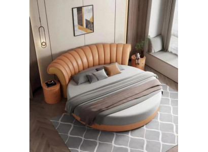 Oranges Schlafzimmer Rundbett Designer Doppelbett Edles Bettgestell