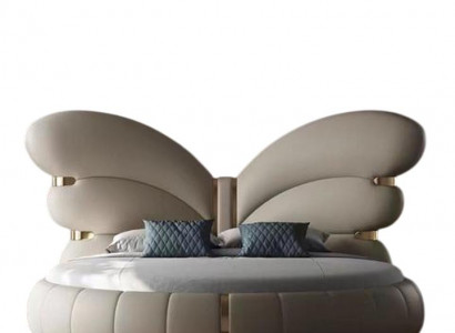 Designer Beiges Doppelbett Edle Schlafzimmer Betten Textilbett