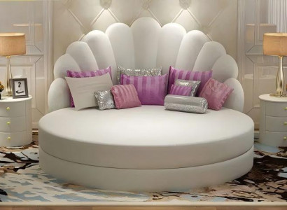 Weißes Schlafzimmer Bett Designer Polsterbett Stilvolle Rundbetten