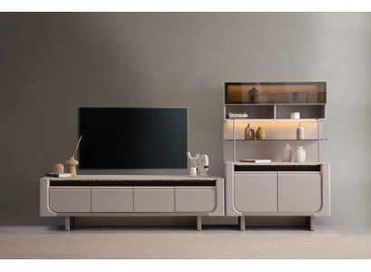 Edles Wohnzimmer Set Designer TV-Konsole Holz Seitenschrank 2-tlg