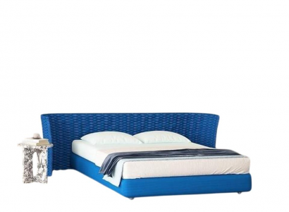 Stilvolles Blaues Designerbett Moderne Schlafzimmer Polsterbetten