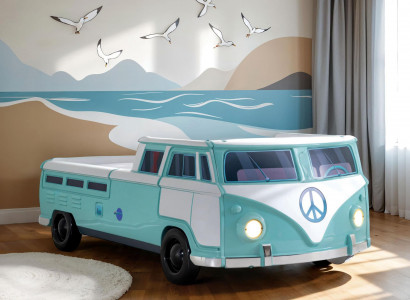 Stilvolles Türkis-Weißes Kinderbett Kinderzimmer Kunststoffbetten
