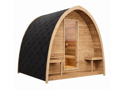 Outdoor-Sauna aus kanadischem Hemlock für 4-6 Personen mit Dampffunktion