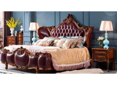 Elegante Polsterbett Massivholz Braun Klassisches Bett Doppelbett