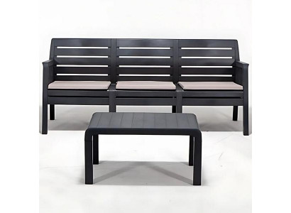 Luxus Gartenmöbelgarnitur Anthrazit 3-Sitzer-Sofa und Couchtisch 2 Teile