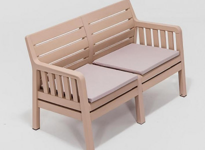 Robust 2-Sitzer Gartensofa beige Polycarbonat-Sofa Gartenmöbel
