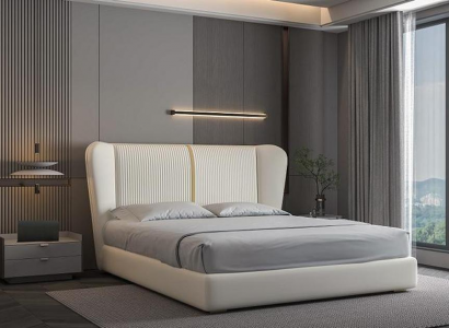 Weißes Polsterbett Designer Hotelbetten Stilvoller Kopfteil Möbel