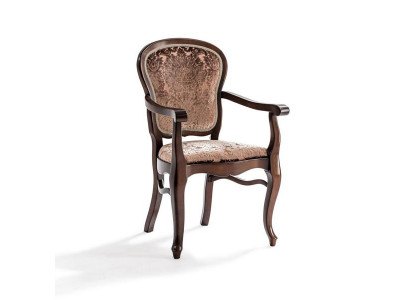 Eleganter Armstuhl mit Samtbezug und geschwungenen Holzbeinen