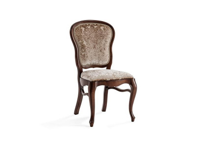 Eleganter Stuhl mit Samtbezug und geschwungenen Beinen aus Holz