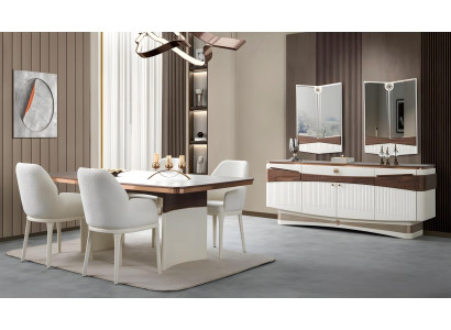 Elegantes Esszimmer Set 8 tlg. mit Esstisch, 4x Stühlen und Sideboard