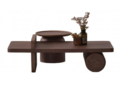 Moderner Braun Couchtisch aus Holz mit dekorativem Design und Ablage Hochwertig