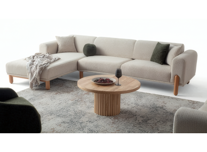 Modernes weißes Ecksofa mit Stoffbezug für gemütliches Wohnzimmerambiente