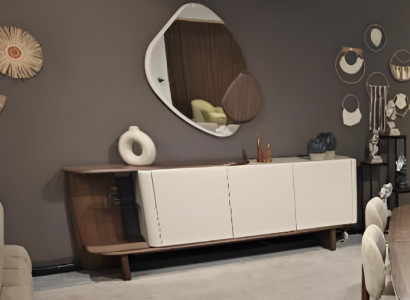 Weiß Sideboard mit Spiegel Holz Elegante Möbel