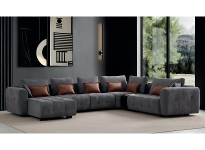 Ecksofa U-Form in elegantem Grau – modern gemütlich vielseitig