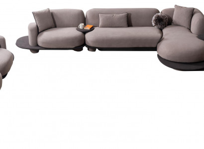 Stilvolles Sofa-Set Designer Dreisitzer Polstersessel L-Form Couch