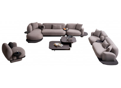 Modernes Sofa-Set Stilvolles Ecksofa Polster 3-Sitzer Textilsessel