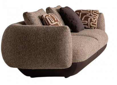 Exklusives Braun-Beiges Sofa Designer Stoffcouch Moderner 3-Sitzer