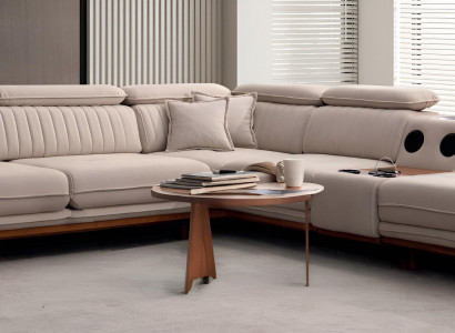 Designer Beiges Ecksofa Edle Wohnzimmer Polstercouch USB-Anschluß