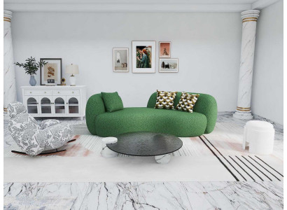 Grün-Weißes Sofa-Set Designer Polstersofas Fußhocker Couchtisch
