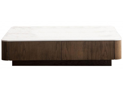 Eleganter Brauner Couchtisch Designer Holztisch Marmorimitation