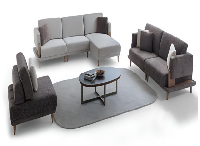 Designer Wohnzimmer Garnitur Weiße Eckcouch Polster 3-Sitzer Sessel