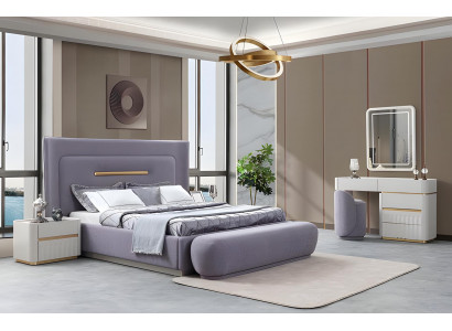 Moderne Schlafzimmer Einrichtung Polsterbett Schminktisch Spiegel