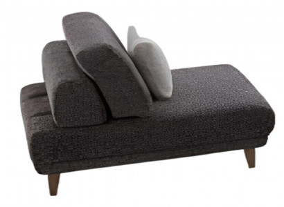 Designer Grauer Stoffsessel Edle  Braune Holzfüße Wohnzimmer Sessel