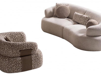 Stilvolle Wohnzimmer Polstercouch Designer Relaxsessel Sofa-Set 2tlg