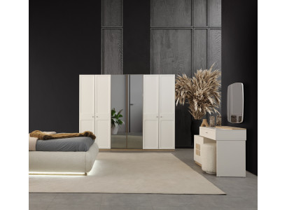 Elegantes 2-tlg. Schlafzimmer-Set: Schminktisch mit Spiegel und Schrank