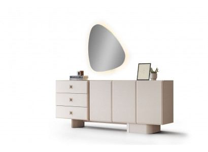 Minimalistische Konsole mit Spiegel und LED-Beleuchtung für modernes Design