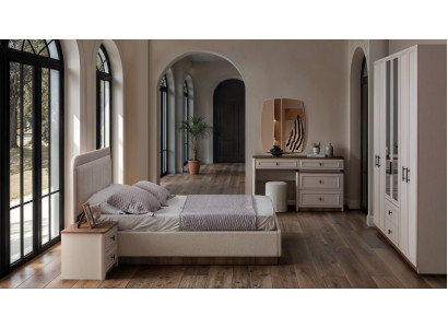 Modernes Schlafzimmer Set Bett Nachttische Kleiderschrank Schminktisch