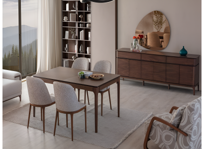 Moderne Esszimmergarnitur Holz Esstisch Stilvolle 4x Polsterstühle