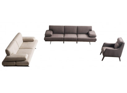 Elegante Grau-Beige Couchgarnitur 2x Polstersofas Designer Sessel