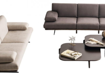 Designer Sofa Set Beiger 4-Sitzer Stilvoller Couchtisch 3-er Sofa