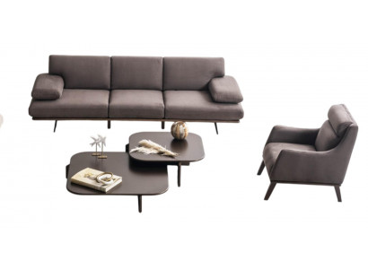 Hochwertige Graue Couchgarnitur Eleganter Sessel Couchtisch 3tlg