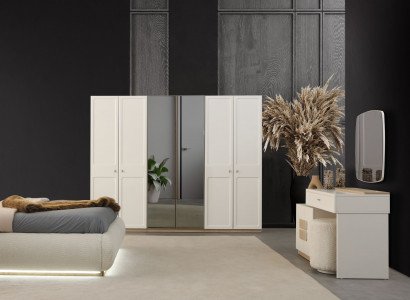 Stilvolles 2-tlg. Schlafzimmer-Set mit Schminktisch und Kleiderschrank