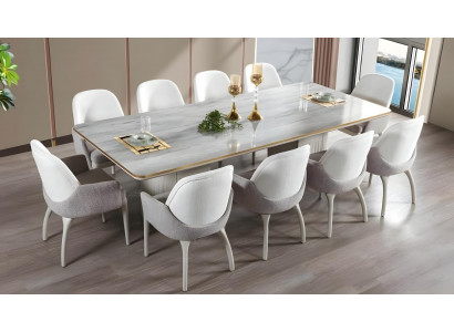 Luxuriöse Esszimmer Garnitur Holztisch Designer 4x Polsterstühle
