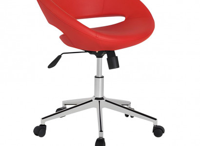 Designer Roter Lederstuhl Exklusive Bürosessel Stilvoller Drehsessel