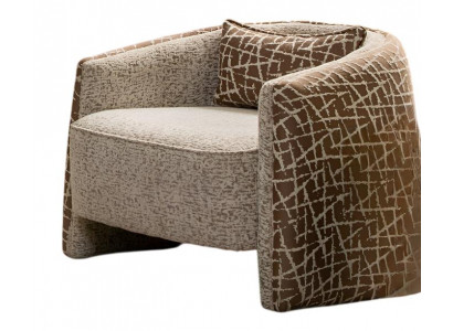 Exklusiver Brauner Sessel Designer Wohnzimmer Textilsessel 1-Sitzer