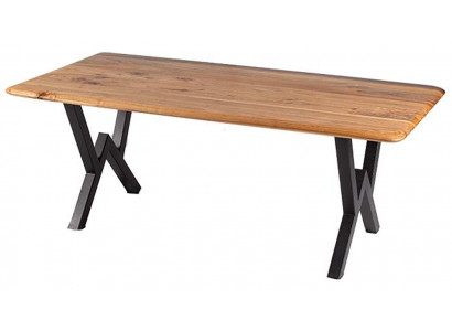 Exklusiver Esszimmertisch Designer Holzplatte Edles Metallgestell