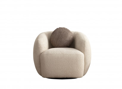 Designer Beiger Polstersessel Stilvoller Wohnzimmer Textilsessel