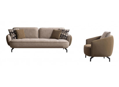 Exklusive Beige Wohnzimmer Stoffgarnitur Designer Polstercouchen